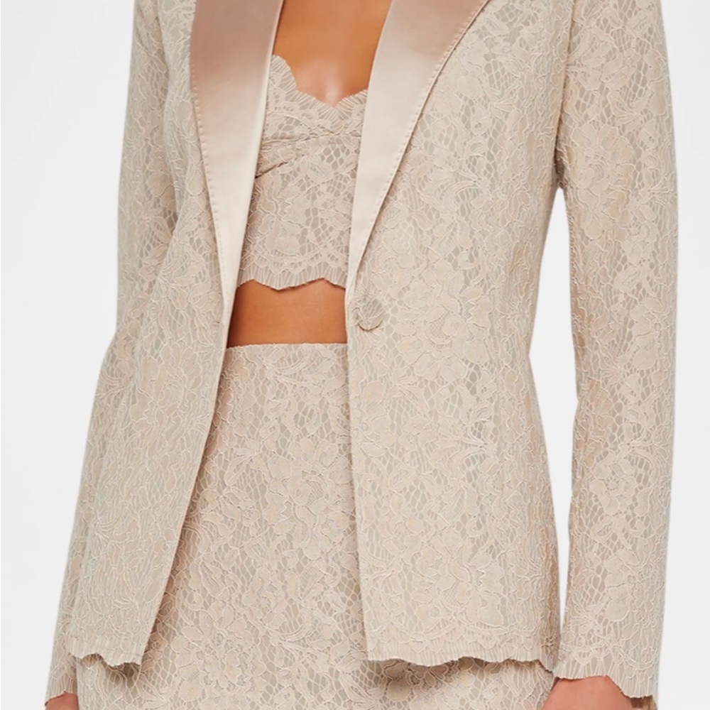 L'AGENCE Clementine Lace Blazer in Cream
